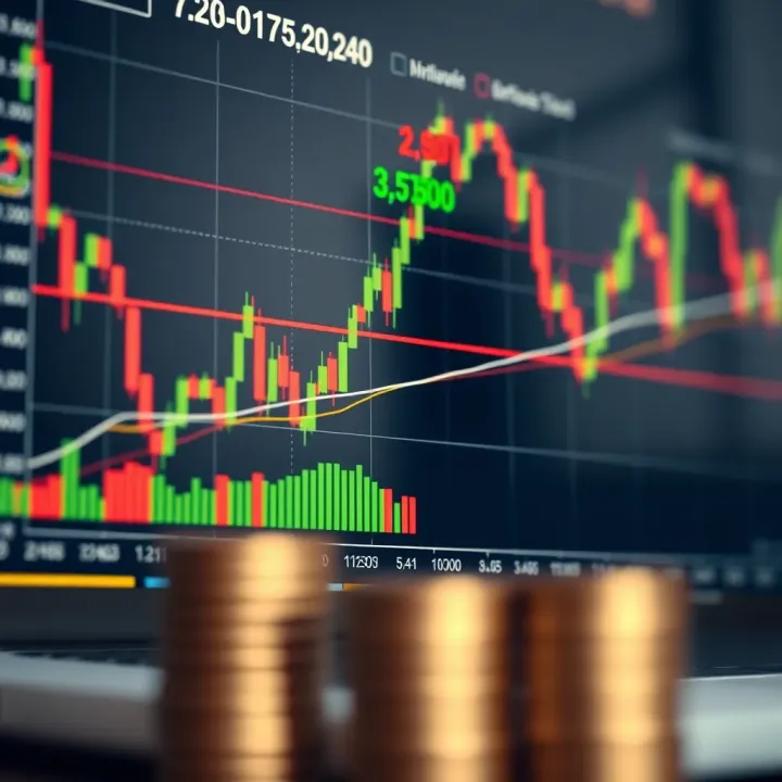 Graph displaying binary options trading strategies with market trends and risk management indicators