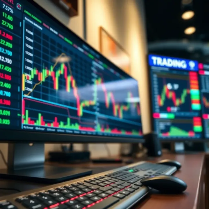 Trading Platform with Live Market Data and Charts Modern trading platform interface displaying live market data and charts