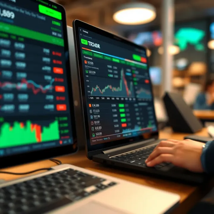 Comparison of trading platform features and fees on a digital interface