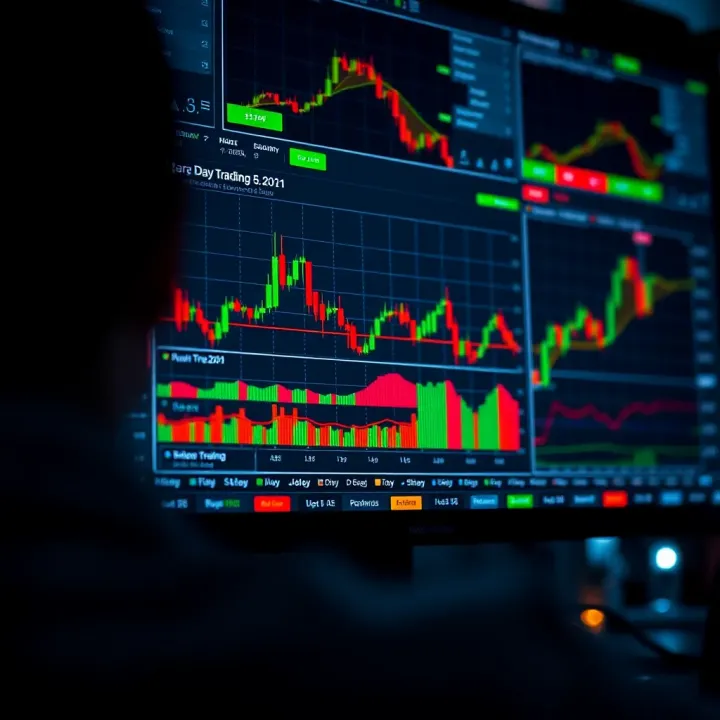 Overview of a Day Trading Platform Interface User interface of a day trading platform showing real-time stock charts and trading tools