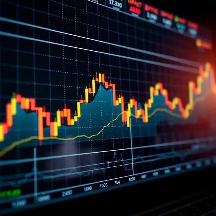 Graph showing upward trends and financial charts related to binary options trading