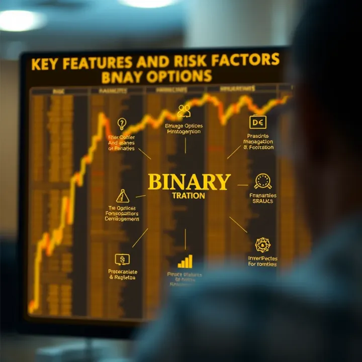 Diagram showing key characteristics and risks associated with binary options investment
