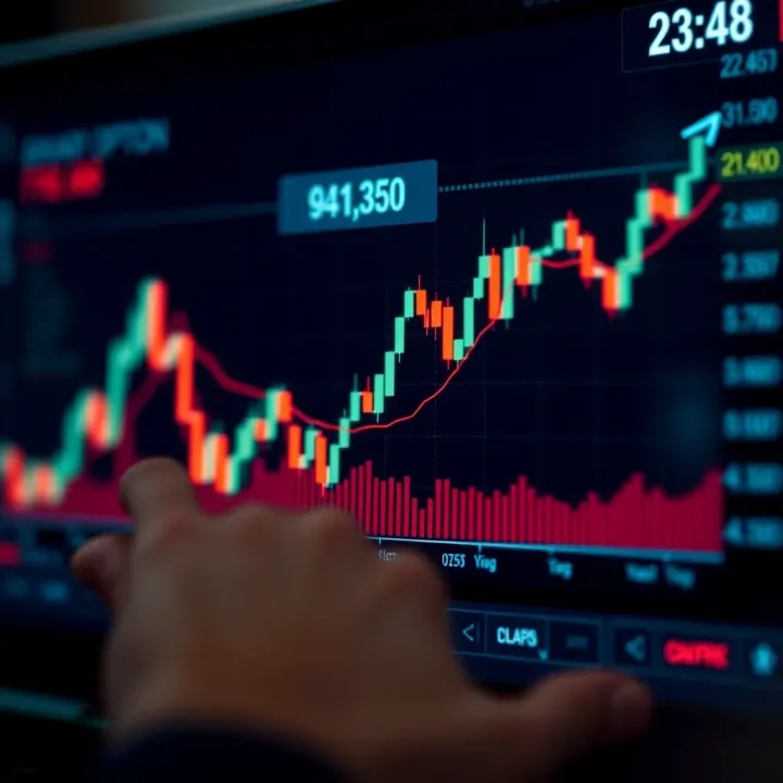 Graph illustrating the fluctuation of binary options trading with highlighted risks and market trends