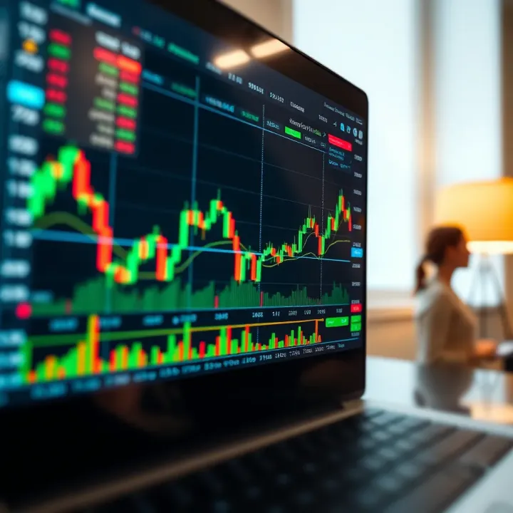 Binary options trading chart showing key market trends and indicators