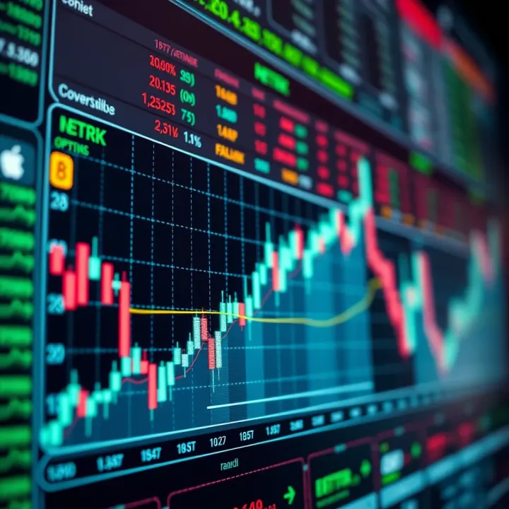 Graph showing binary options trading concepts with digital charts and financial data