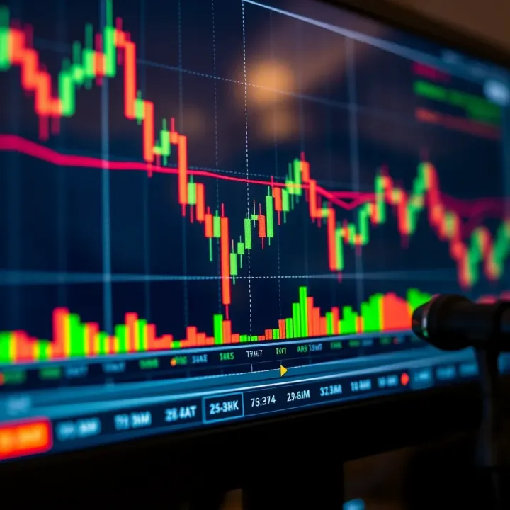 Effective Strategies for Binary Options Trading Digital chart showing binary options trading with candlestick patterns and fluctuating lines