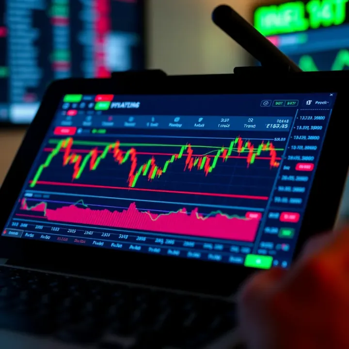 Graph displaying binary options trading trends and market fluctuations on a digital device