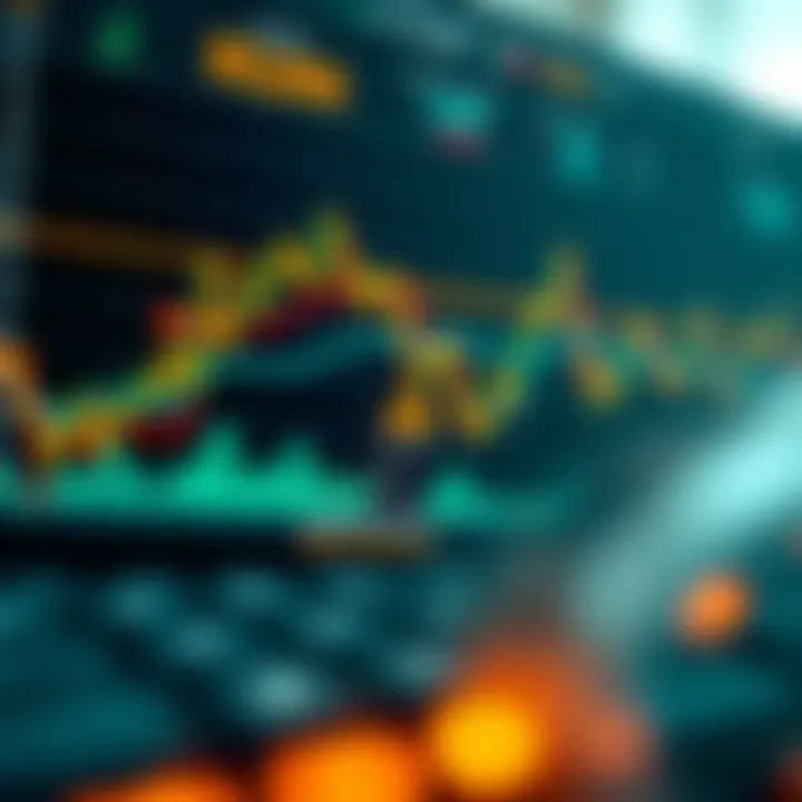Conceptual illustration showing binary options trading with financial graphs and risk symbols