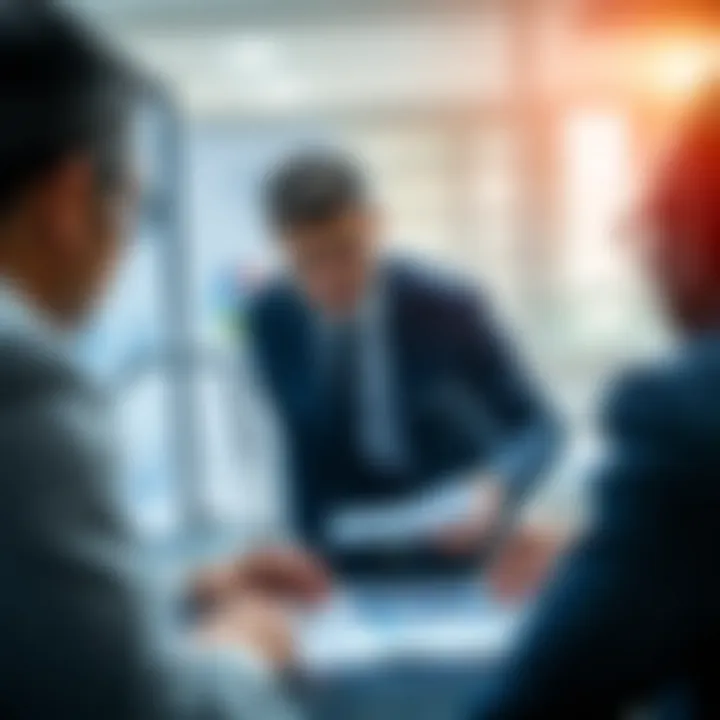 Strategic Discussion on Market Opportunities and Risks Business professionals discussing market strategy with charts