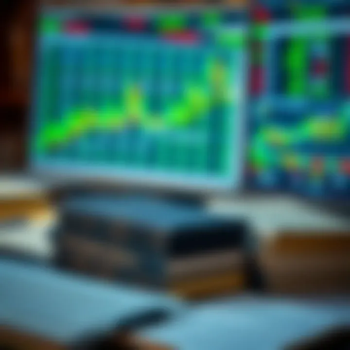 Books and charts illustrating binary options trading concepts and strategies for investors