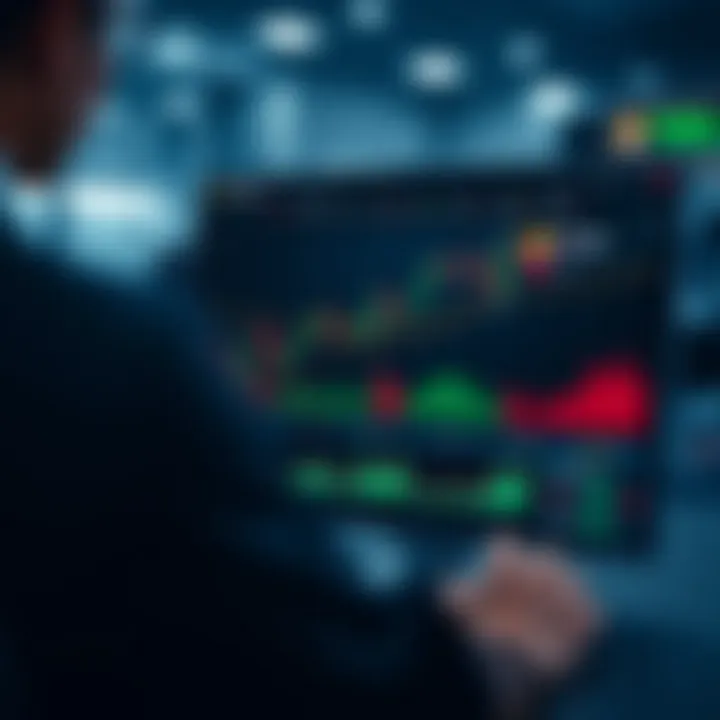 Digital interface showing cryptocurrency copy trading platform with charts and trader profiles