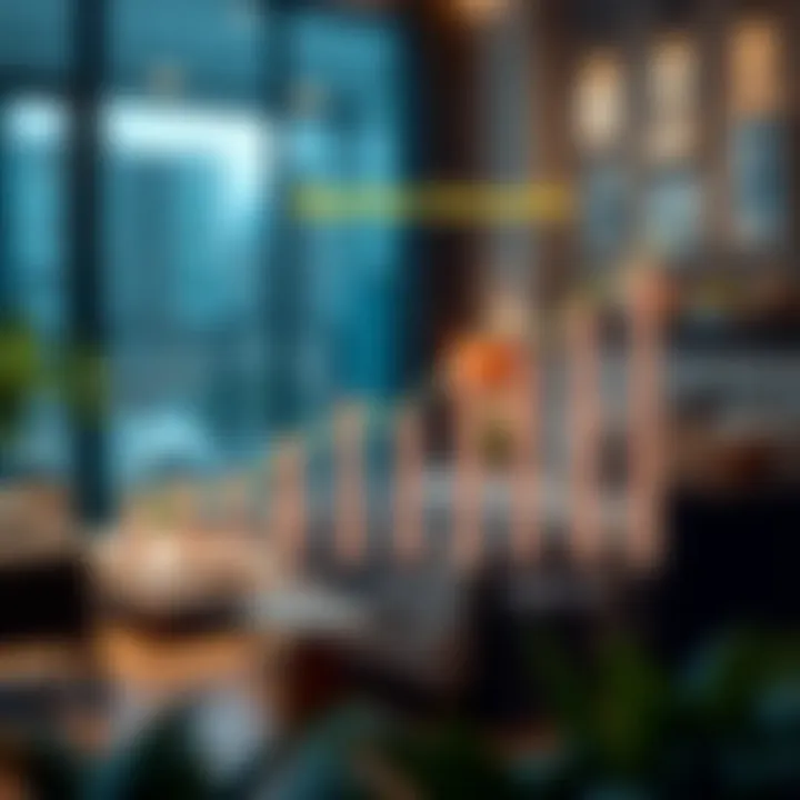 Graphic representation of consumer behavior and market growth indicators in the interior design industry