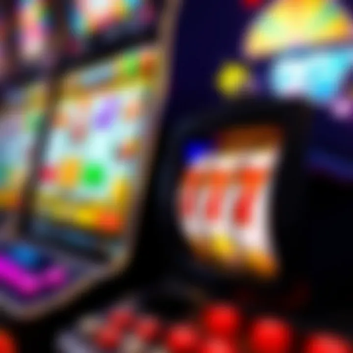 Demo Slot Machine Interface for Risk-Free Practice Slot machine interface displaying vibrant symbols and buttons for demo play