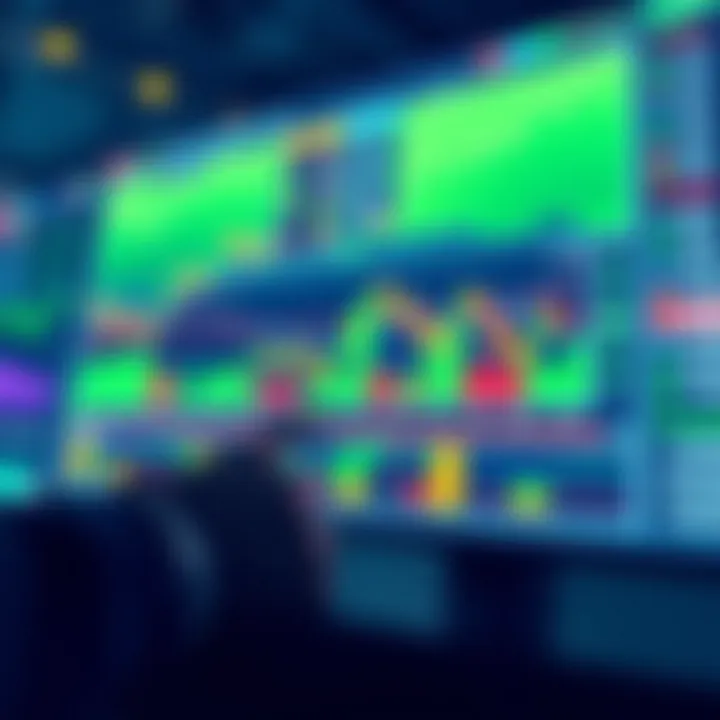 Illustration showing a digital platform with charts and graphs representing a demo trading account interface