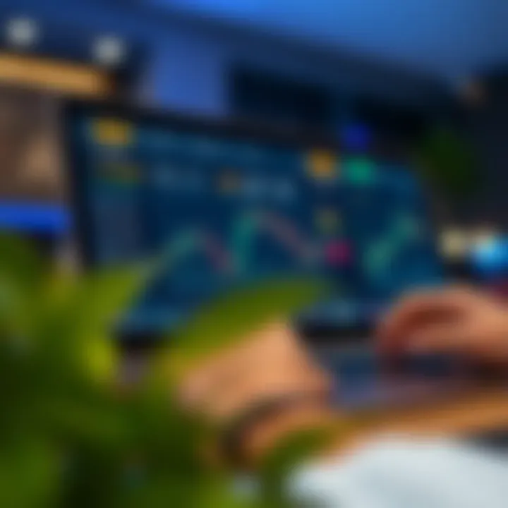 Demo account interface showcasing financial charts and virtual trading options