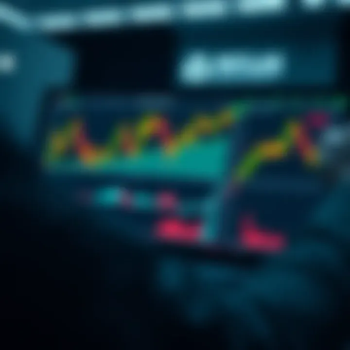 Illustration showing a trading platform interface with charts and virtual funds for practice