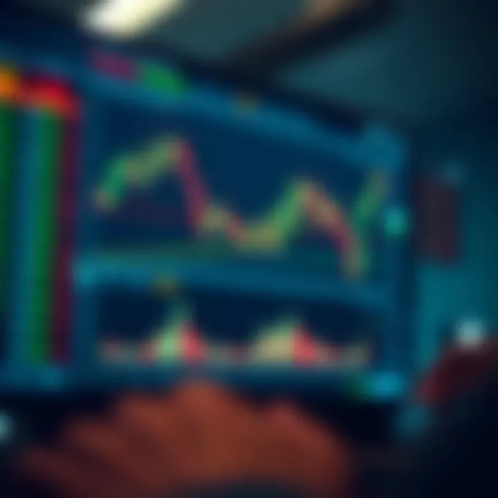 Illustration of binary options trading concepts with charts and indicators on a digital screen