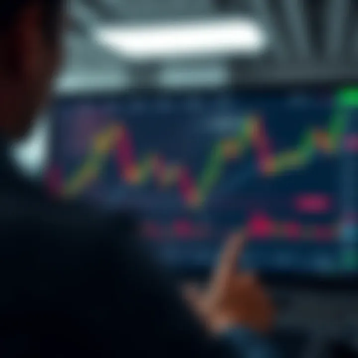 Graph showing stock market trends on a digital trading platform