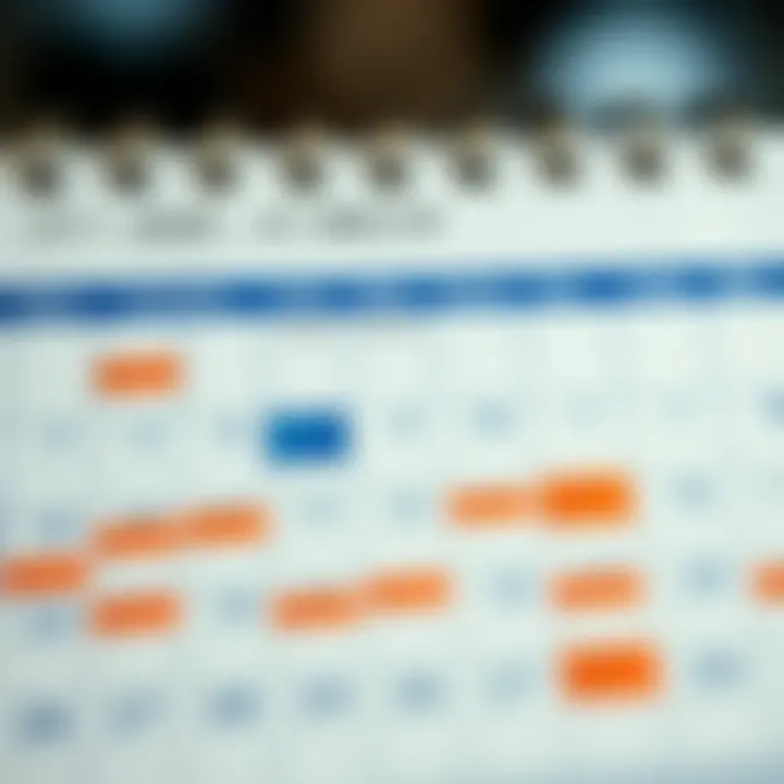 Calendar showing key economic events and financial dates for investors