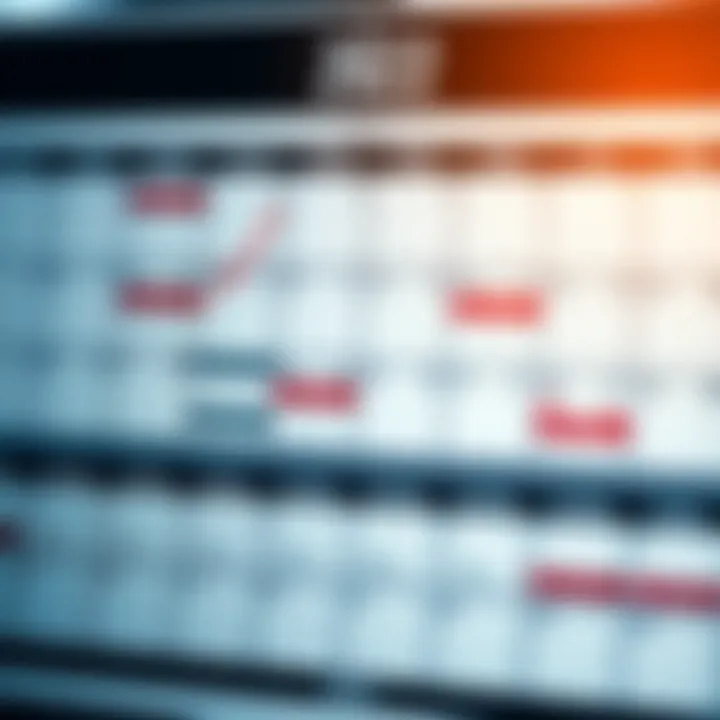 Calendar displaying key economic dates and events throughout the year