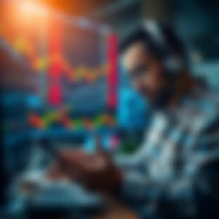 Trader analyzing economic data and market trends on a digital device for informed Forex decisions