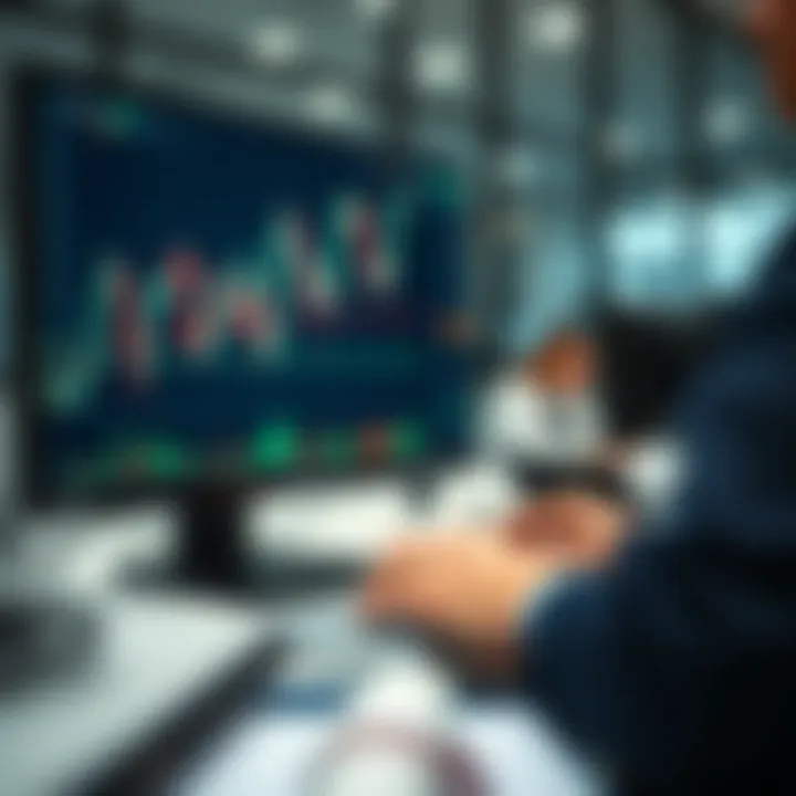 Graph showing financial trends and binary options trading analysis on a digital screen