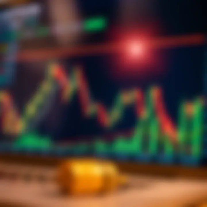 Graph showing financial market trends with candlestick patterns