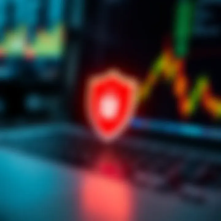 Ensuring Security in Binary Options Investments Secure online platform with shield symbol representing protection of investments