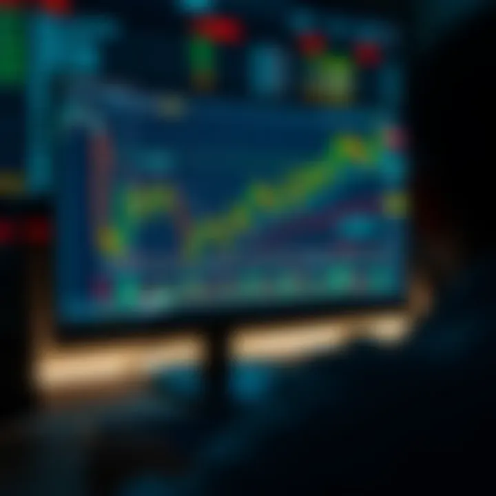 Graph depicting financial market trends on a computer screen