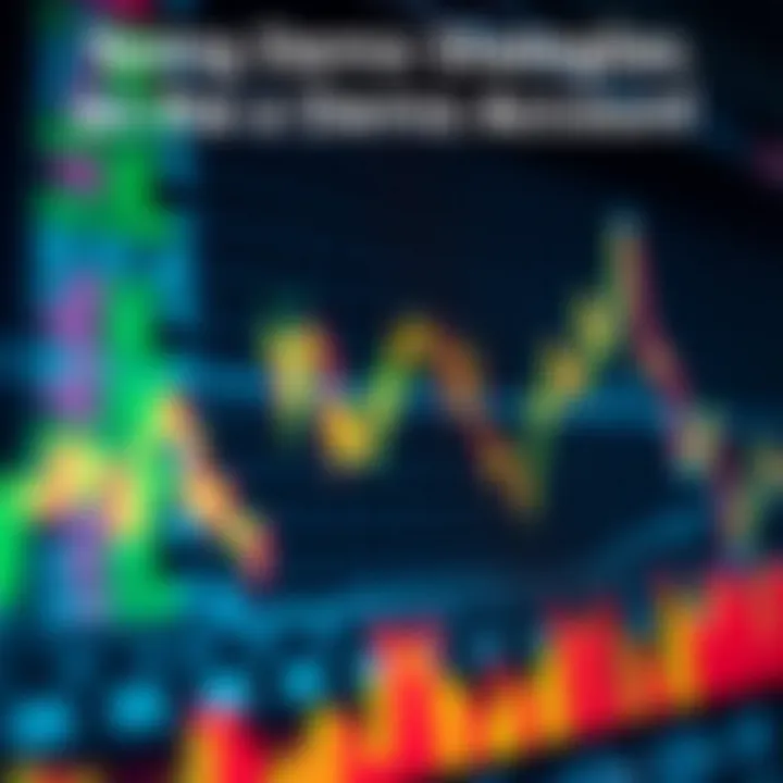 Graph showing upward and downward trends representing strategy testing using a free demo account