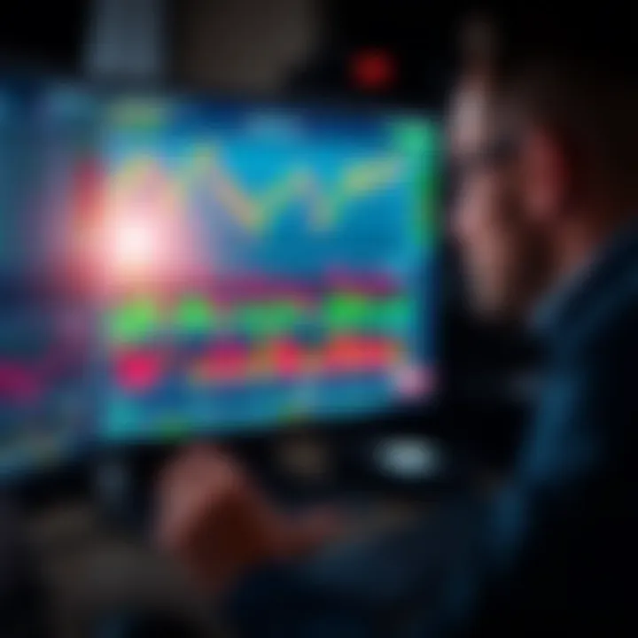 Trader analyzing economic indicators and charts on a computer screen