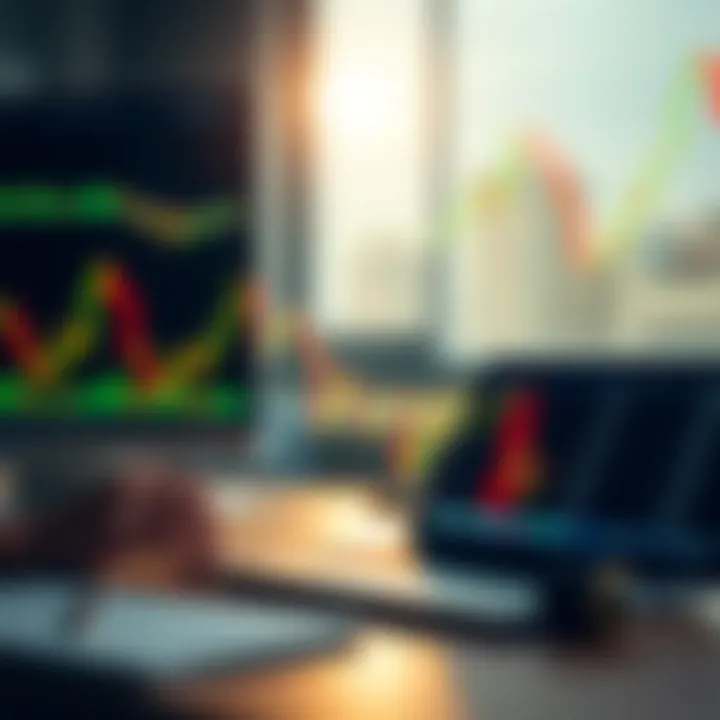 Diagram illustrating binary options day trading with candlestick charts and alert signals