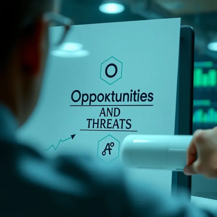 Identifying Opportunities and Threats in Business Strategy Business strategy diagram highlighting opportunities and threats