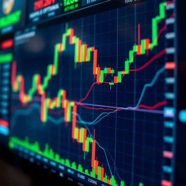 Graph showing binary options trading trends on a digital interface