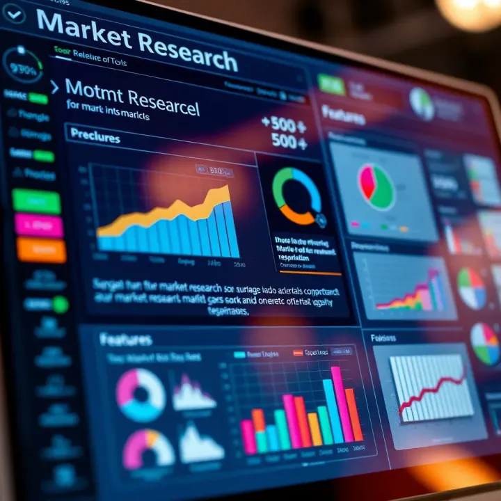Comparison of different market research tools and their features on a digital interface