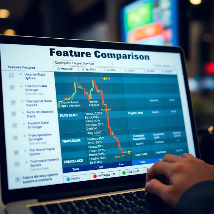 Comparison chart highlighting features and benefits of various free binary options signal services