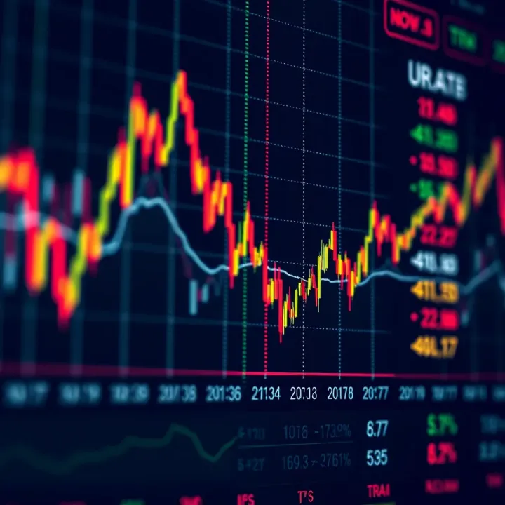 Graph showing the fluctuations and trends of financial indices throughout a trading day