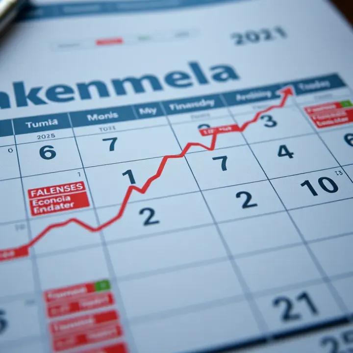 Detailed view of an economic calendar displaying various financial indicators and their release dates