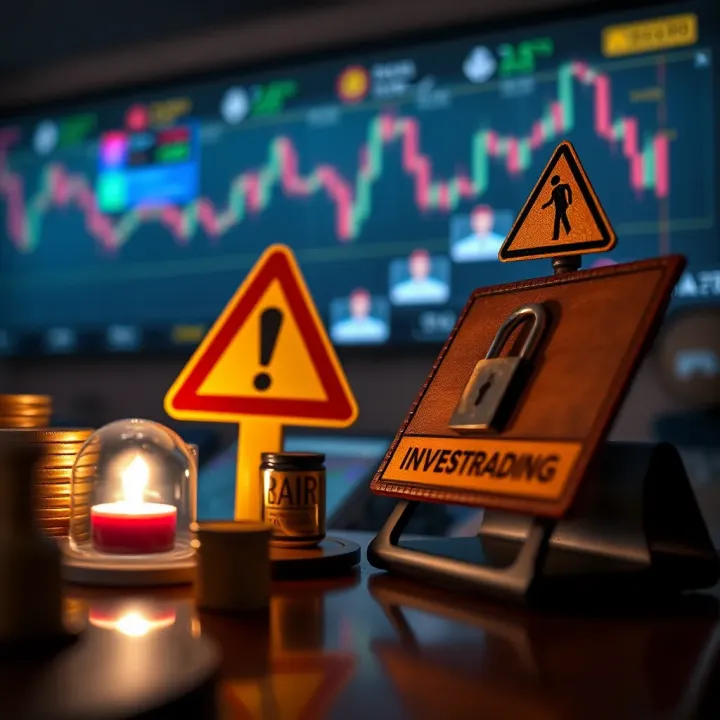 Safe Investment Practices for Binary Options Trading Illustration depicting safe investment decisions with warning signs and secure trading elements