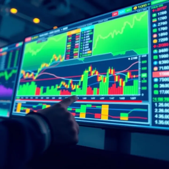 Illustration showing a digital platform with charts and graphs representing a demo trading account interface