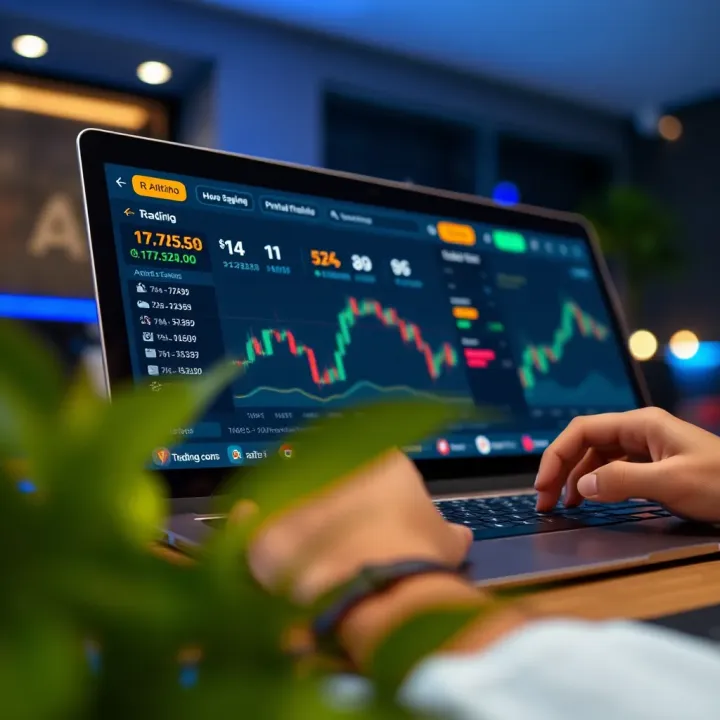 Demo account interface showcasing financial charts and virtual trading options