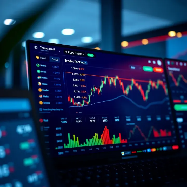 Dashboard of a popular trading platform displaying trader rankings and portfolio summaries
