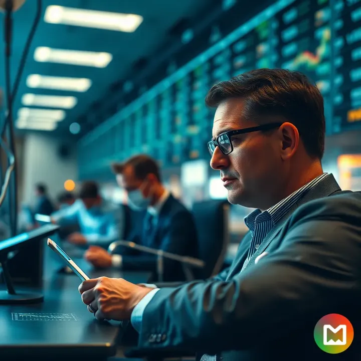Conceptual illustration of investors replicating trades from professional traders through a network connection