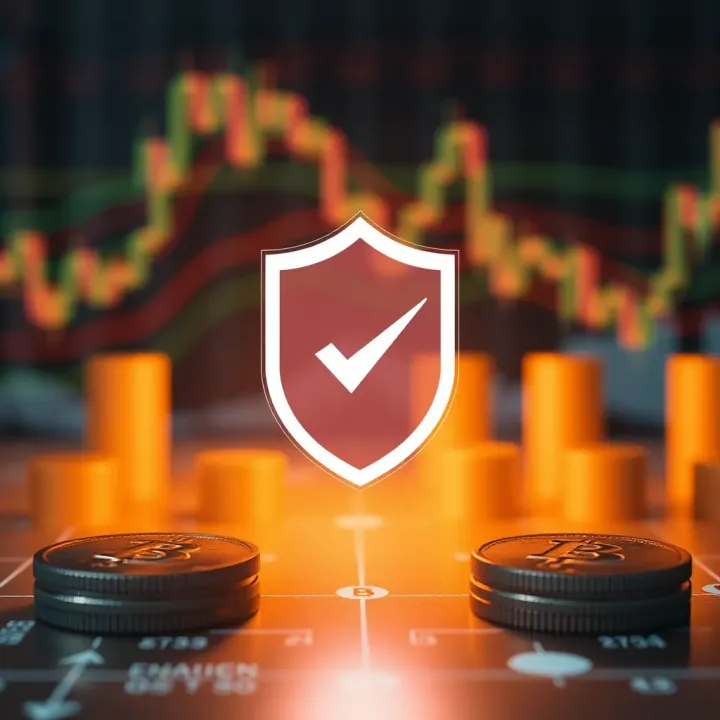 Financial Security and Regulatory Compliance in Trading Conceptual illustration of financial security and regulation in trading with shield and checkmark icons