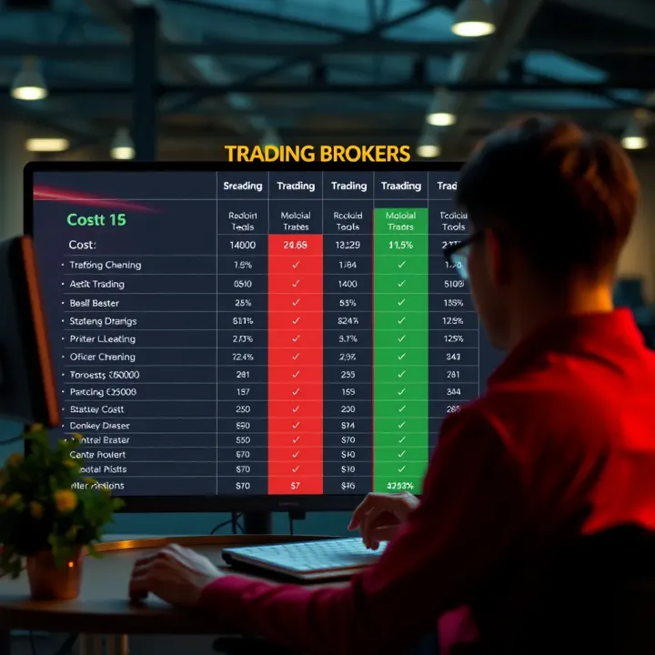 Illustration of cost and tools comparison chart for choosing trading brokers