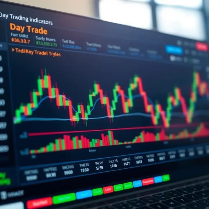 Graph showing trading platform interface with charts and indicators for day trading