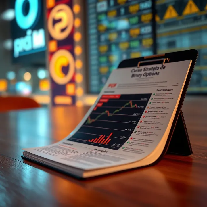 Visual representation of investment strategies and risk analysis for binary options in a PDF format