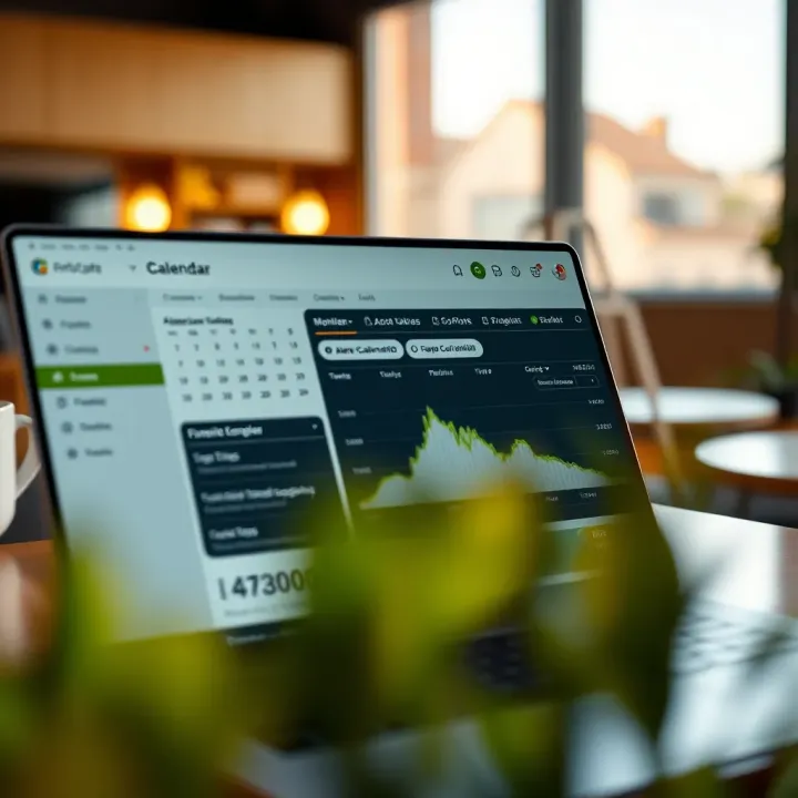 Interactive interface showing customization options for an economic calendar with alerts and filters