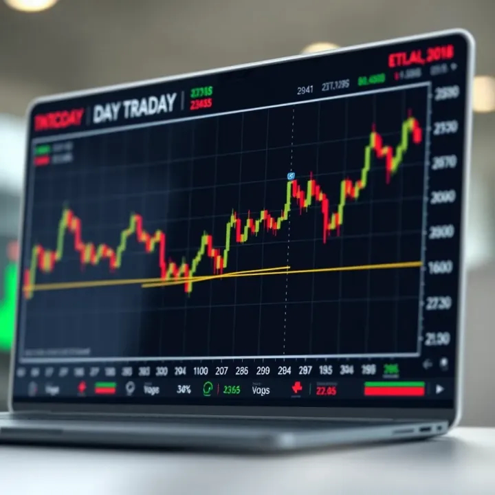 Graph showing stock price fluctuations during a trading day