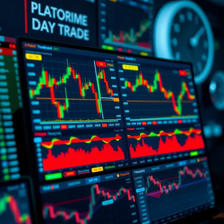 Interface of a day trading platform showing real-time stock charts and trading tools